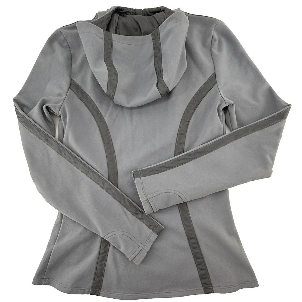 Athleta Womens Small Gray Hooded Jacket Full Zip‎ Athletic Running Yoga Stretch
